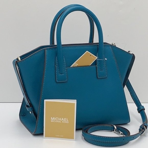 Michael Kors Avril Small Leather Top-Zip Satchel Lagoon color - Picture 4 of 16